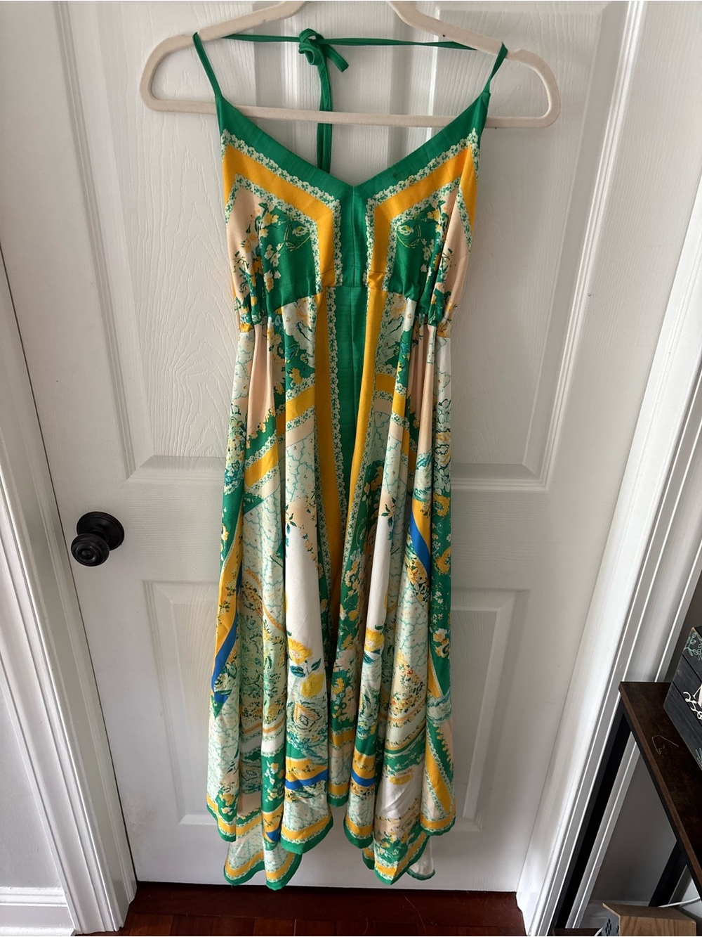 Flying Tomato Green and Yellow Floral Halter Maxi Dress